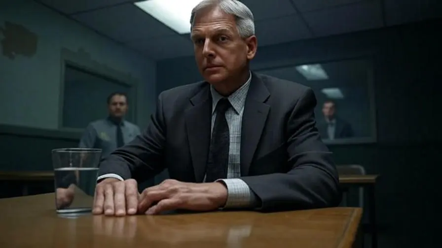 Gibbs offering water during an interrogation, choosing a softer approach.