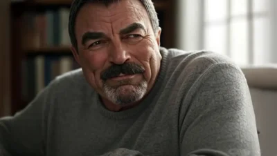 Tom Selleck looking thoughtful in a candid portrait