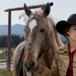 Amy Fleming with her horse at Heartland ranch ahead of Season 19 U.S. premiere on UPtv