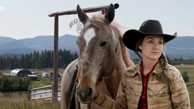 Amy Fleming with her horse at Heartland ranch ahead of Season 19 U.S. premiere on UPtv