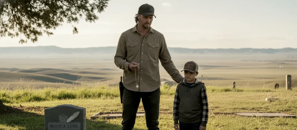 Kayce and Tate visiting Monica’s grave in Marshals