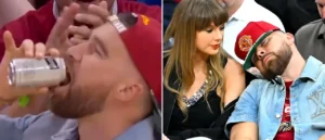 Taylor Swift Hiding Her Face After Travis Kelce Chugs a Beer is Pure Relatability
