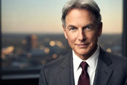 A split-screen promotional image showing veteran actor Mark Harmon as older Leroy Jethro Gibbs on the left, and Austin Stowell as the younger Gibbs on the right.